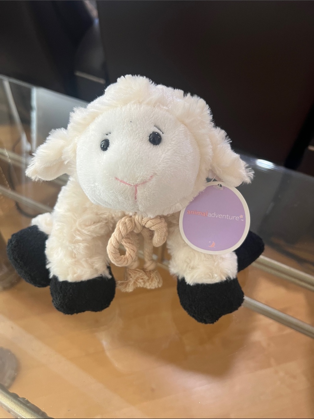 Animal Adventure Cream & Black Plush Lamb Stuffed Animal